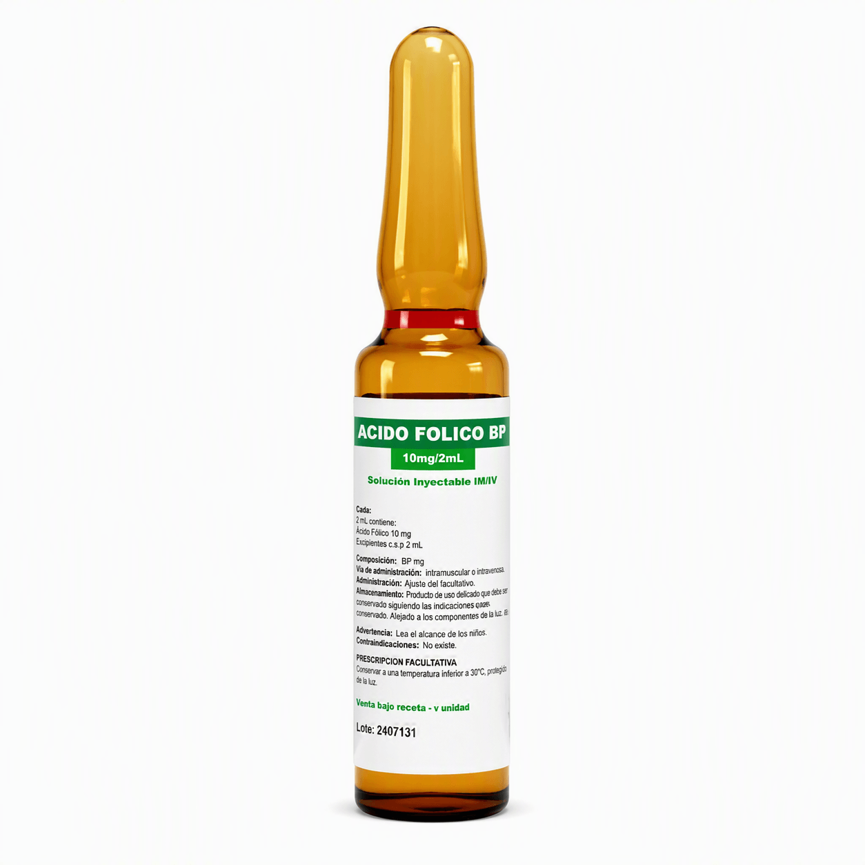 Ácido Fólico Ampolla 10mg/2ml IM/IV Distrilab